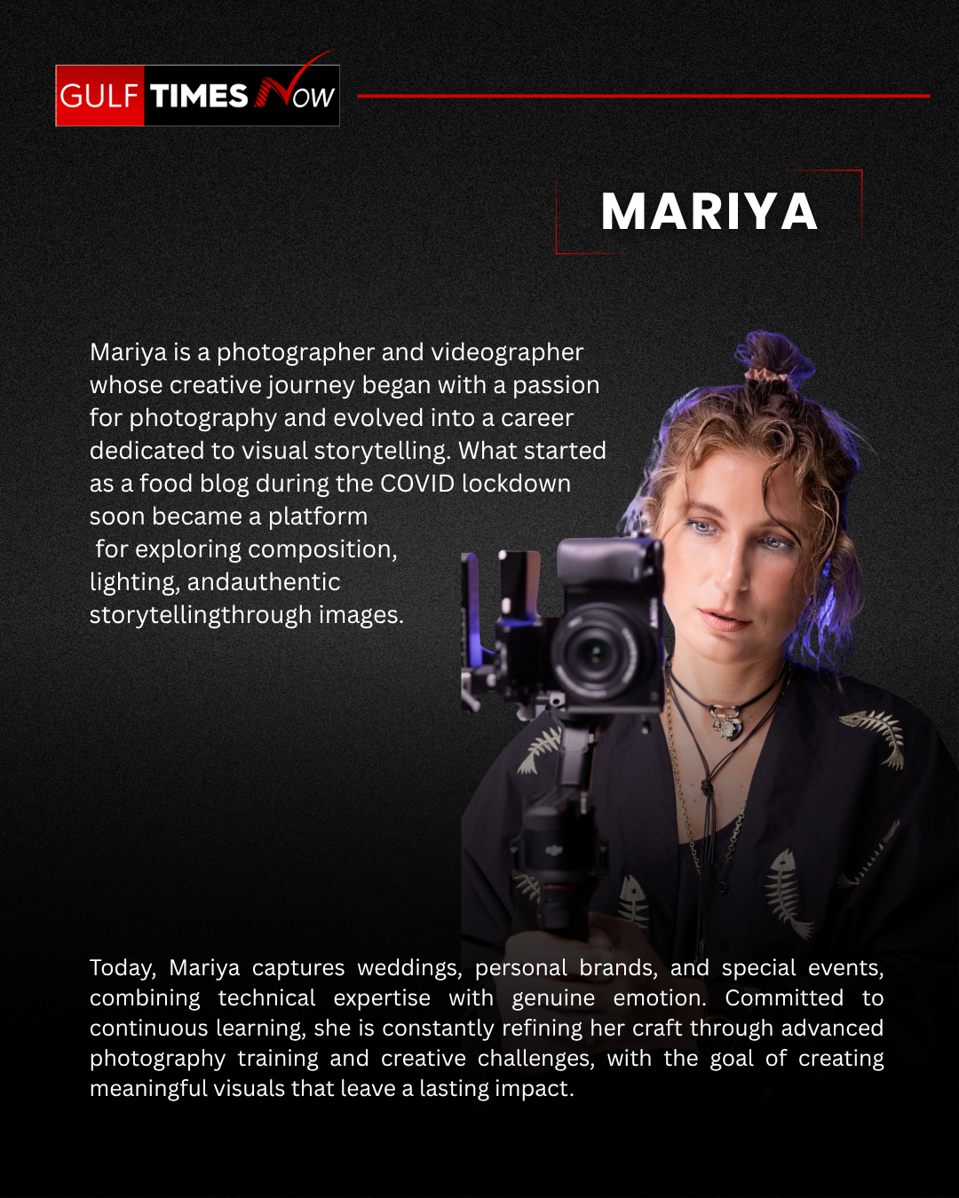 Mariya of Reel Dynamics, photographer and videographer working across Abu Dhabi and Dubai