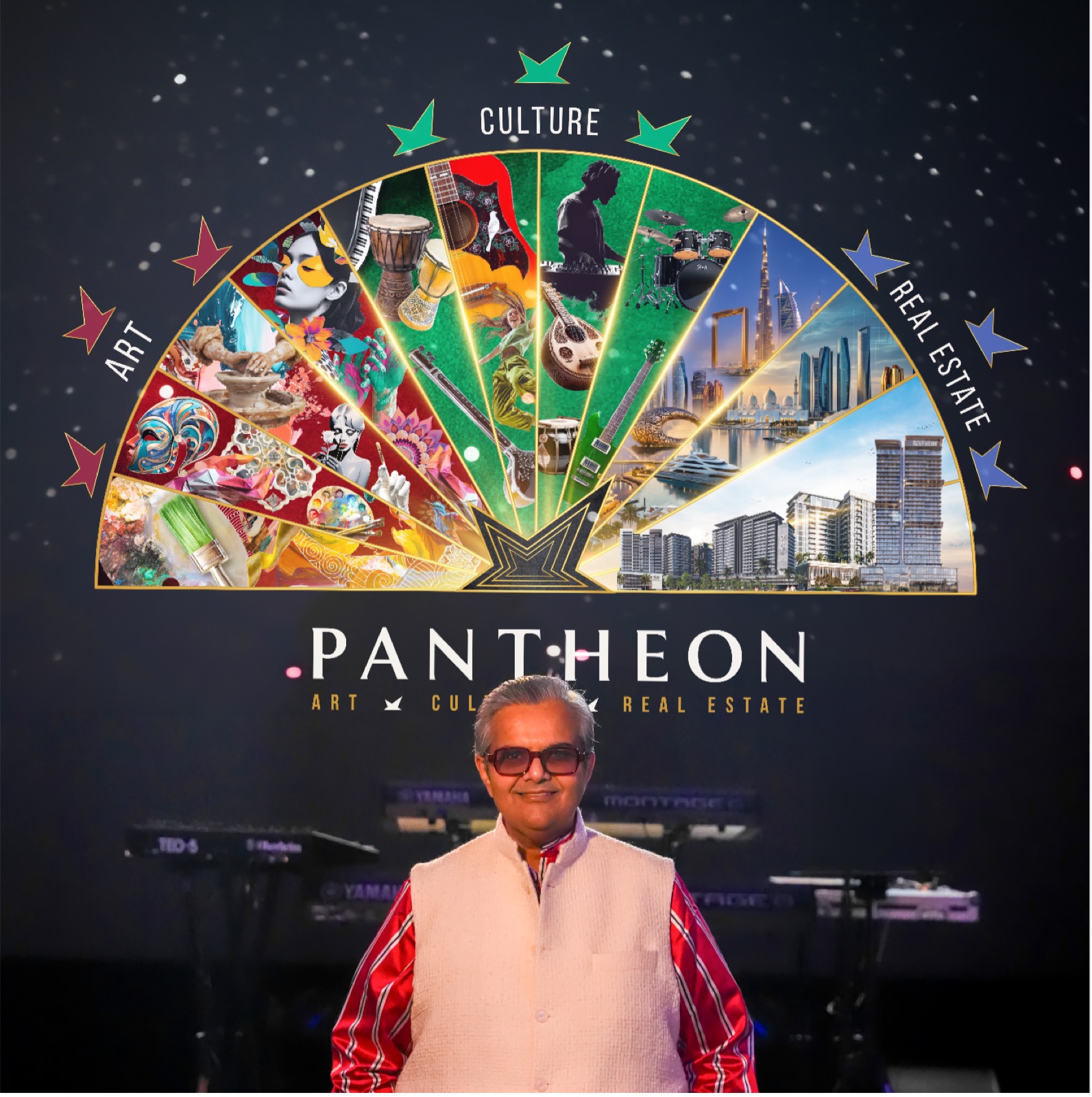 Pantheon Art Culture Real Estate concept graphic with Kalpesh Kinariwala